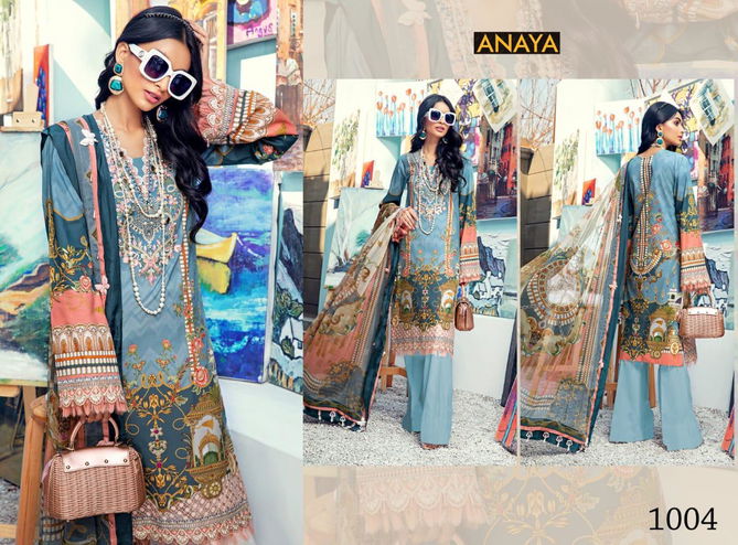 Agha Noor Aanaya Latest Fancy Festive Wear Pure Cotton Top And Bottom With Mal Mal Printed Dupatta Karachi Style Dress Materials 